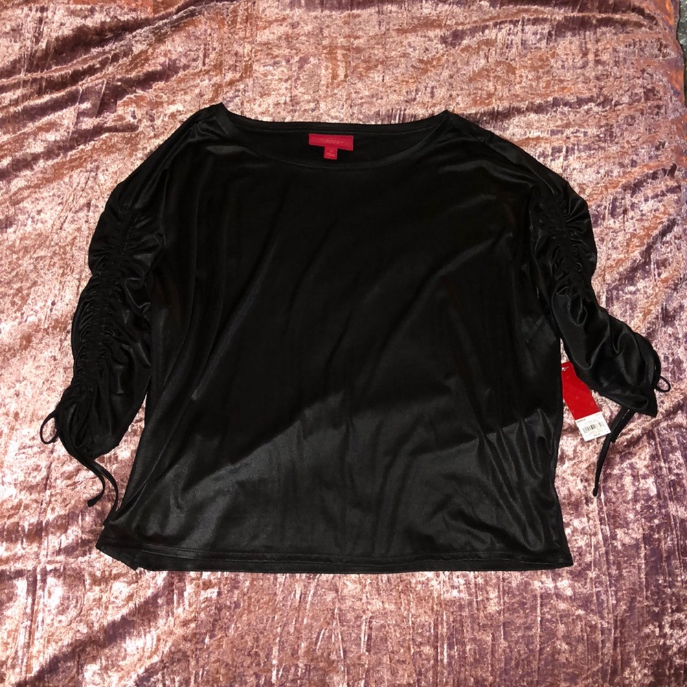 NWT Black Shiny Flowy Jennifer Lopez Top
